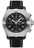 Breitling Avenger Chronograph 45mm Black Dial Black Leather Strap Watch for Men - A13317101B1X1