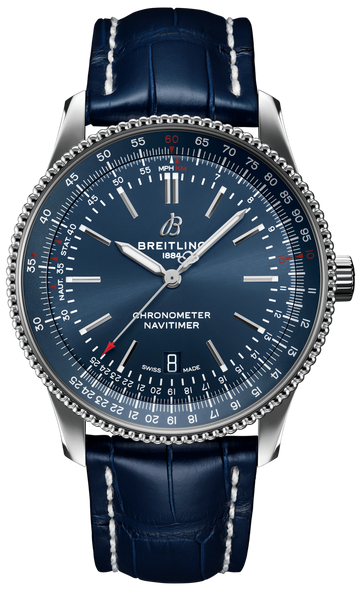 Breitling Navitimer Automatic 41 Blue Dial Blue Leather Strap Watch for Men - A17326161C1P3