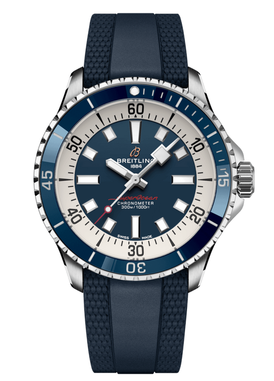 Breitling Superocean Automatic 42mm Blue Dial Blue Rubber Strap Watch for Men - A17375E71C1S1