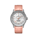 Breitling Navitimer Automatic 35 Mother of Pearl Dial Pink Leather Strap Watch for Women - A17395211A1P3