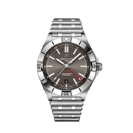 Breitling Chronomat GMT 40 Brown Dial Silver Steel Strap Watch for Men - A32398101M1A1