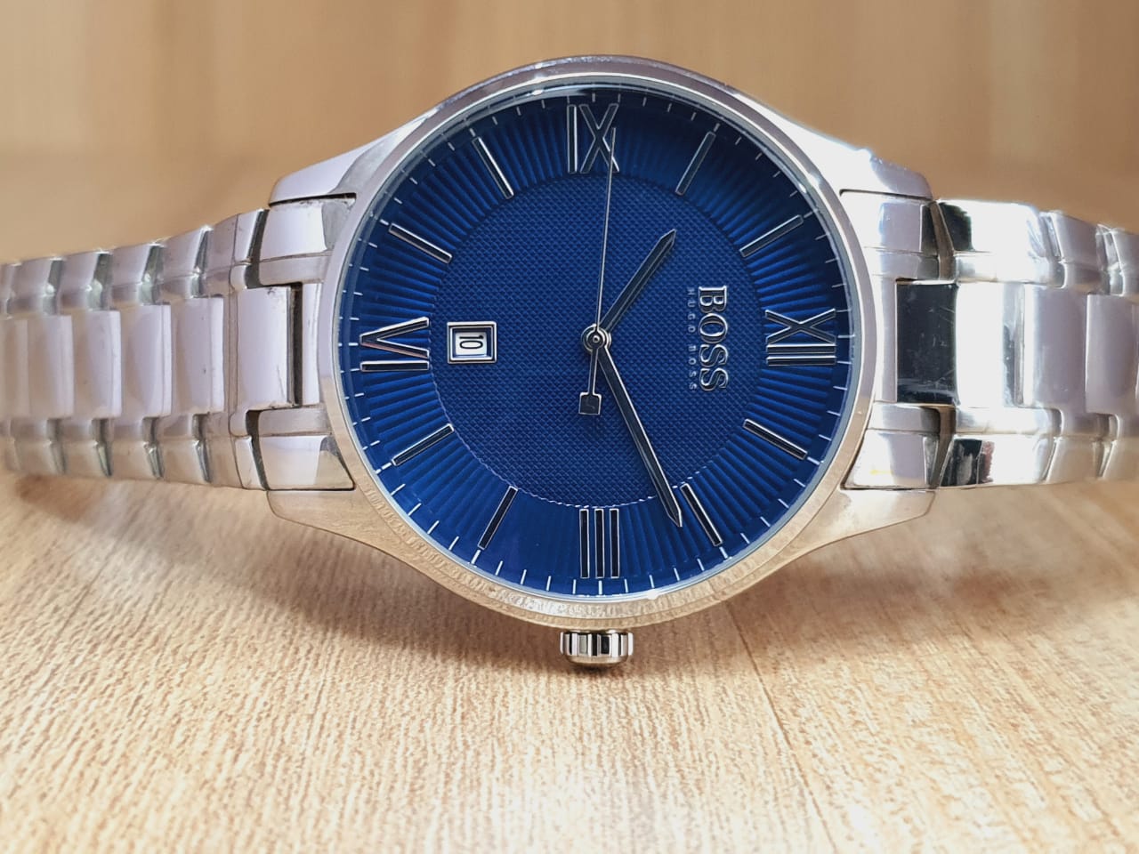 Hugo Boss Governer Blue Dial Silver Steel Strap Watch for Men - 1513487