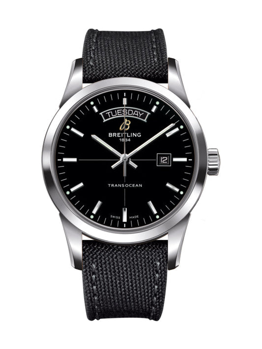 Breitling Transocean Day & Date 43mm Black Dial Black Nylon Strap Mens Watch - A4531012/BB69/109W/A20  BA.1