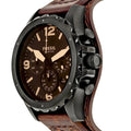 Fossil Nate Chronograph Brown Dial Brown Leather Strap Watch for Men - JR1511