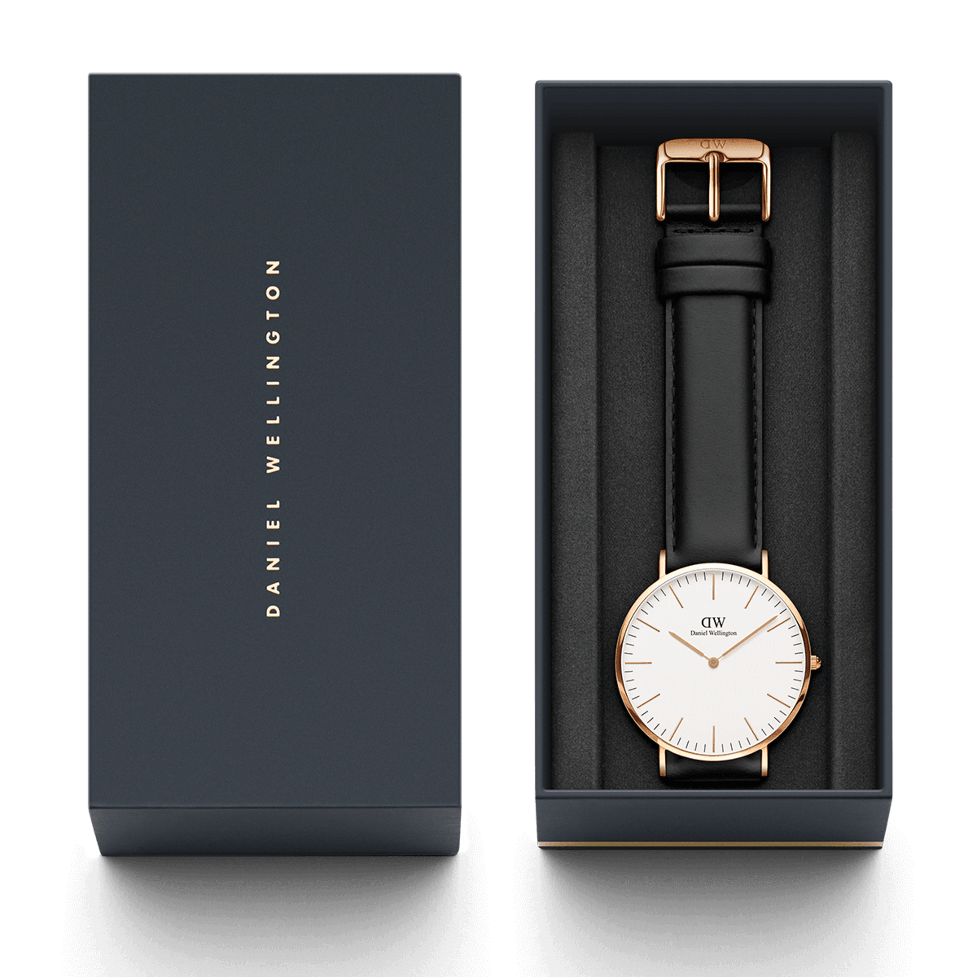 Daniel Wellington Classic Sheffield White Dial Black Leather Strap Watch for Women - DW00100036