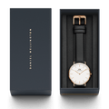 Daniel Wellington Classic Sheffield White Dial Black Leather Strap Watch for Women - DW00100036