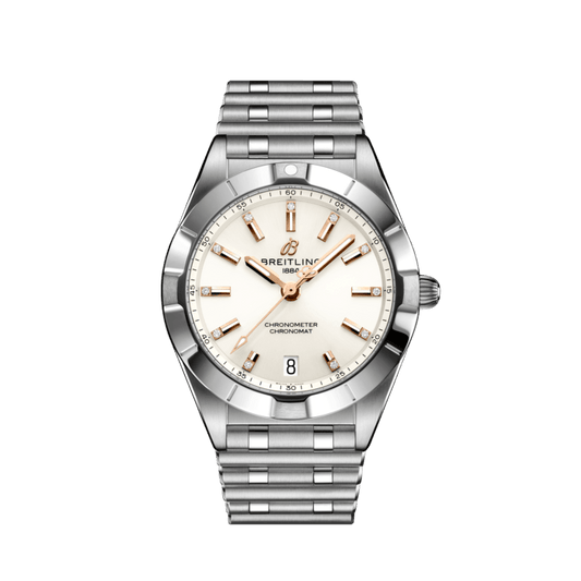 Breitling Chronomat 32 Diamonds White Dial Silver Steel Strap Watch for Women - A77310101A3A1