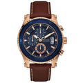 Guess Pinnacle Chronograph Quartz Blue Dial Brown Leather Strap Watch For Women - W0673G3