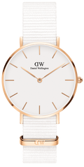Daniel Wellington Petite Dover Quartz White Dial White NATO Strap Watch For Women - DW001000313