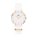 Daniel Wellington Petite Dover Quartz White Dial White NATO Strap Watch For Women - DW001000313
