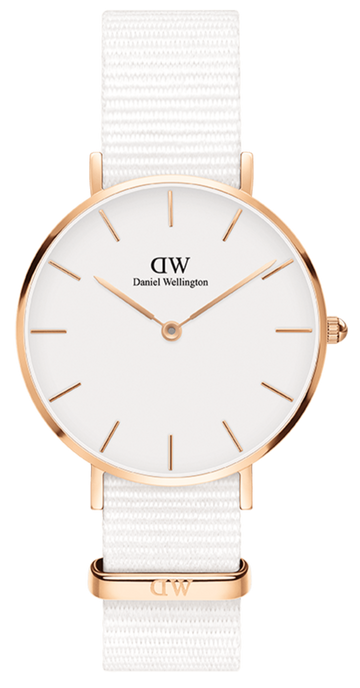 Daniel Wellington Classic Petite Dover White Dial White Nylon Strap Watch For Women - DW00100311