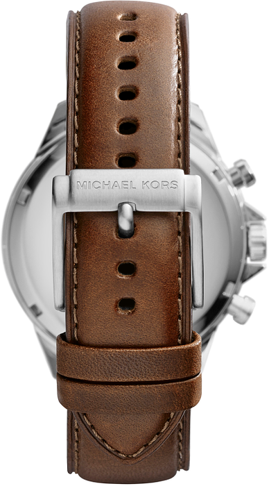 Michael Kors Gage Chronograph Blue Dial Brown Leather Strap Watch For Men - MK8362