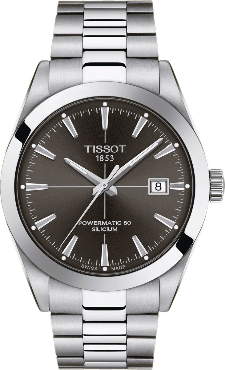 Tissot Gentleman Powermatic 80 Silicium Black Dial Silver Steel Strap Watch For Men - T127.407.11.061.01