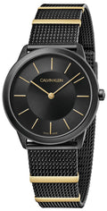 Calvin Klein Minimal Black Dial Black Steel Strap Watch For Men - K3M524Z1