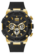 Guess Navigator Chronograph Black Dial Black Rubber Strap Watch for Men - GW0264G3