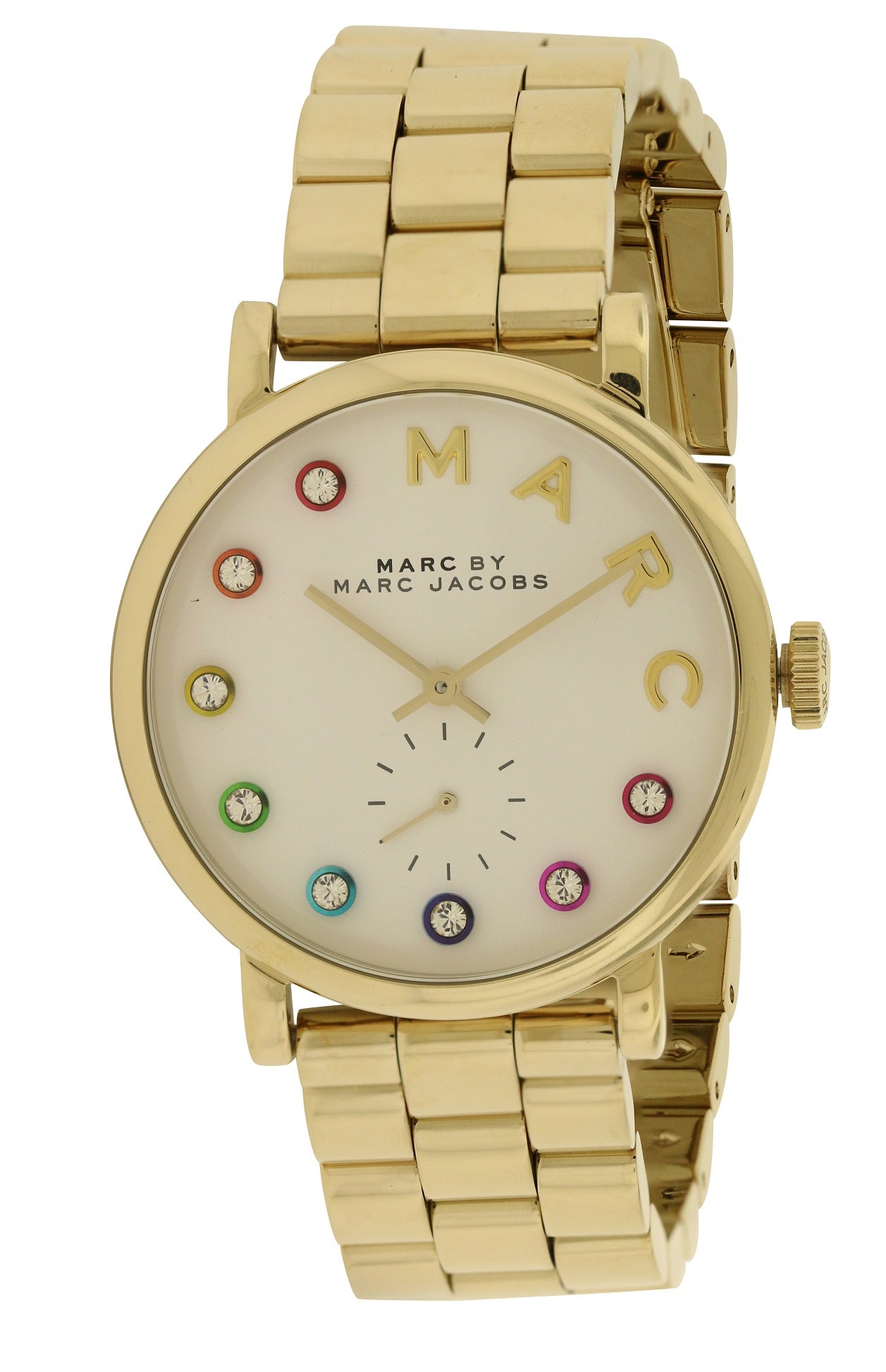 Marc Jacobs Baker White Dial Gold Steel Strap Watch for Women - MBM3440