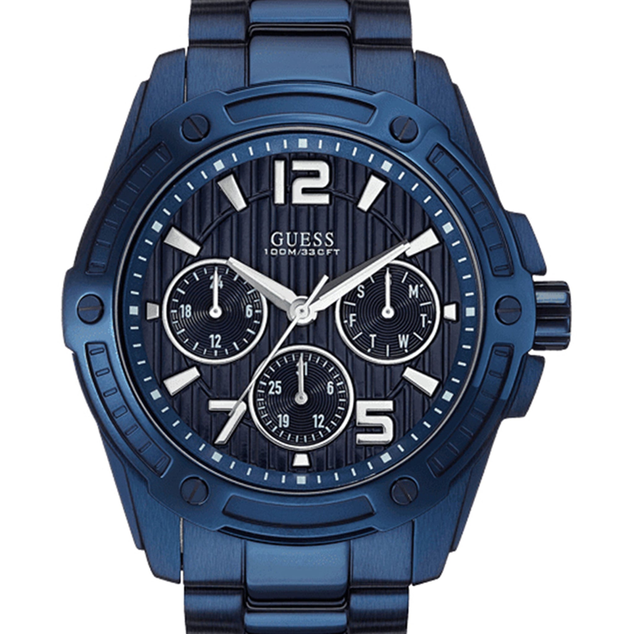Guess Flagship Chronograph Blue Dial Blue Steel Strap Watch for Men - W0601G2