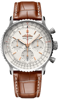 Breitling Navitimer B01 Chronograph 41 White Dial Brown Leather Strap Watch for Men - AB0139211G1P1