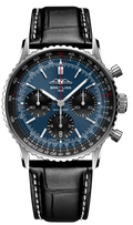 Breitling Navitimer B01 Chronograph 41 Blue Dial Black Leather Strap Watch for Men - AB0139241C1P1