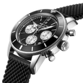 Breitling Superocean Heritage B01 Chronograph 44 Black Dial Black Mesh Bracelet Watch for Men - AB0162121B1S1