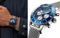 Breitling Superocean Heritage B01 Chronograph 44 Blue Dial Silver Mesh Bracelet Watch for Men - AB0162161C1A1