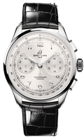 Breitling Premier B09 Chronograph 40 White Dial Black Leather Strap Watch for Men - AB0930371G1P1
