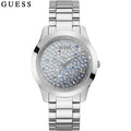 Guess Crush Silver Dial Silver Steel Strap Watch For Women - GW0020L1