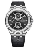 Maurice Lacroix Aikon Chronograph Black Dial Black Leather Strap Watch for Men - AI1018-SS001-330-1