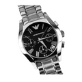 Emporio Armani Velente Chronograph Black Dial Silver Steel Strap Watch For Women - AR0674