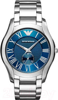 Emporio Armani Valente Quartz Blue Dial Silver Steel Strap Watch For Men - AR11085