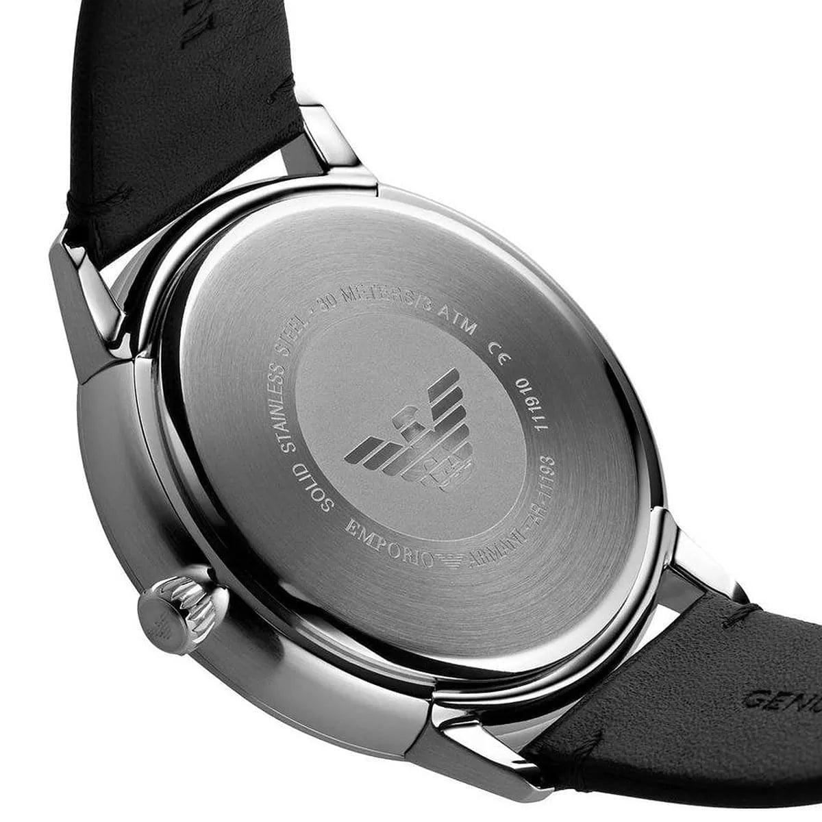 Emporio Armani Ruggero Black Dial Black Leather Strap Watch for Men - AR11193
