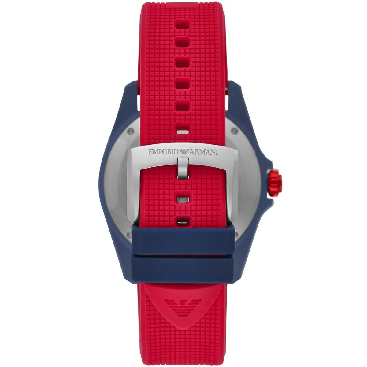 Emporio Armani Sigma Silver Dial Red Silicone Strap Watch for Men - AR11219