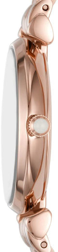 Emporio Armani Gianni T Bar Quartz Mother of Pearl Dial Rose Gold Steel Strap Watch For Women - AR11385