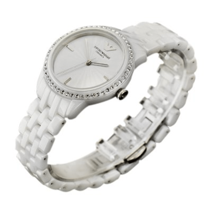 Emporio Armani Ceramic White Dial White Ceramic Bracelet Watch For Women - AR1477