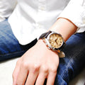 Emporio Armani Valente Chronograph Amber Dial Brown Leather Strap Watch For Men - AR1634