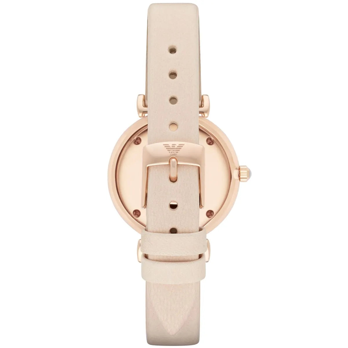 Emporio Armani Gianni T Bar Quartz White Dial Beige Leather Strap Watch For Women - AR1927