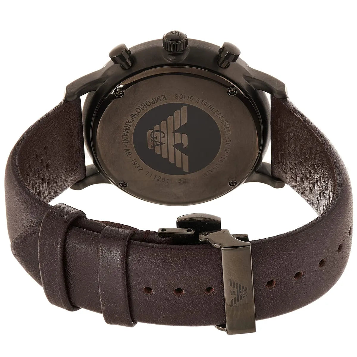 Emporio Armani Retro Chronograph Brown Dial Brown Leather Strap Watch for Men  - AR1932