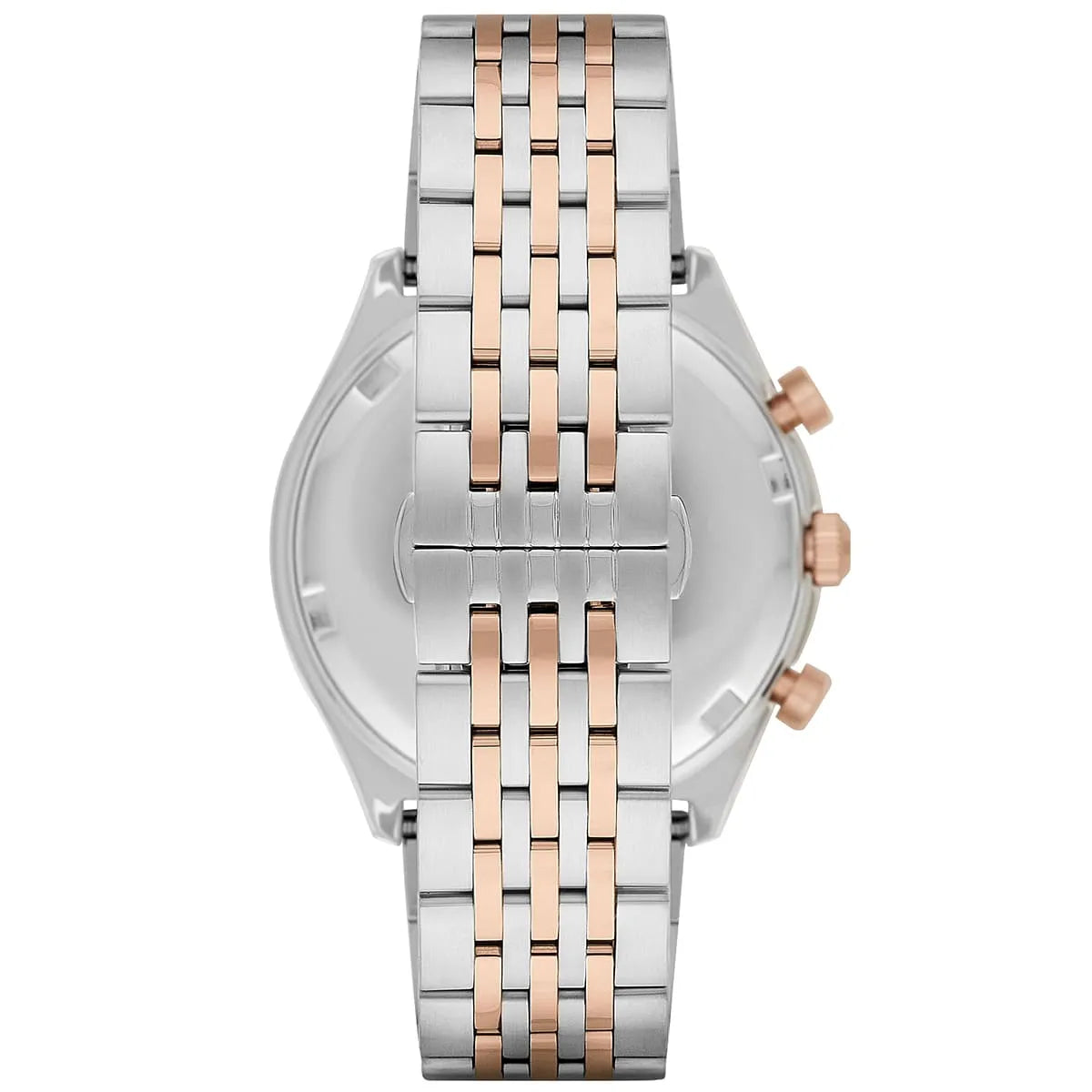 Emporio Armani Zeta Chronograph Quartz White Dial Two Tone Steel Strap Watch For Men - AR1998