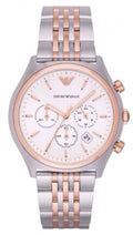 Emporio Armani Zeta Chronograph Quartz White Dial Two Tone Steel Strap Watch For Men - AR1998