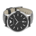 Emporio Armani Renato Black Dial Leather Strap Watch For Men - AR2411