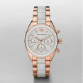 Emporio Armani Sportivo White Dial Rose Gold & White Steel Strap Watch For Women - AR5942