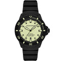 Emporio Armani Sea Explorer Automatic Yellow Dial Black Silicone Strap Watch For Men - AR60085