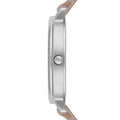 Emporio Armani Gianni T Bar Quartz Silver Dial Beige Leather Strap Watch For Women - AR80007