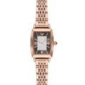 Emporio Armani Gianni T-Bar Analog Crystal Brown Dial Rose Gold Steel Strap Watch For Women - AR11407