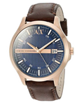 Armani Exchange Hampton Chronograph Blue Dial Brown Leather Strap Watch For Men - AX2172