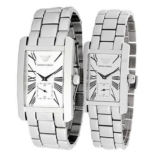 Emporio Armani White Dial Silver Stainless Steel Watch For Women - AR0146