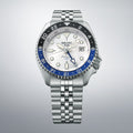 Seiko 5 Sports SKX GMT Automatic Sky Blue Dial Silver Steel Strap Watch For Men - SSK033K1