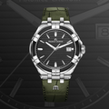 Maurice Lacroix Aikon Quartz Black Dial Green Crocodile Leather Strap Watch for Men - AI1008-PVB21-330-1