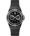 Guess Limelight Diamonds Black Dial Black Rubber Strap Watch for Women - GW0041L5