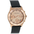 Marc Jacobs Blade Chronograph Rose Gold Dial Black Leather Strap Watch for Women - MBM1188